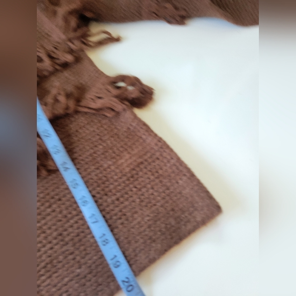 Lucky Brand Fringe Wool Blend Sweater S Brown - Picture 7 of 7